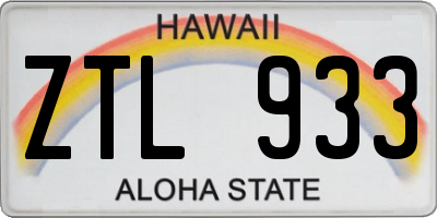HI license plate ZTL933