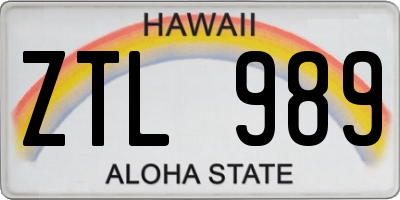 HI license plate ZTL989