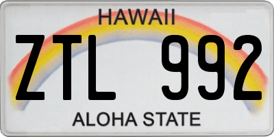 HI license plate ZTL992