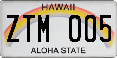 HI license plate ZTM005