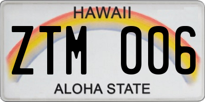 HI license plate ZTM006