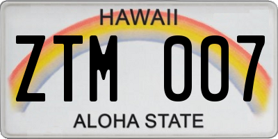 HI license plate ZTM007