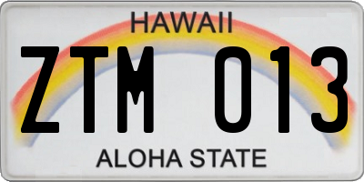 HI license plate ZTM013