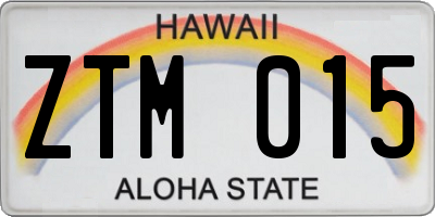 HI license plate ZTM015