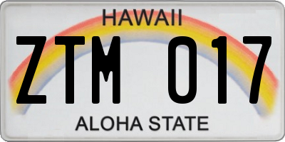 HI license plate ZTM017