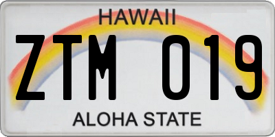 HI license plate ZTM019