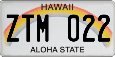 HI license plate ZTM022
