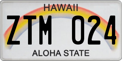 HI license plate ZTM024