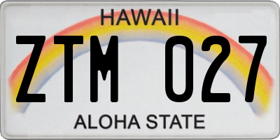 HI license plate ZTM027
