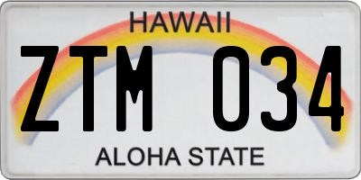 HI license plate ZTM034