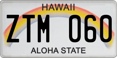 HI license plate ZTM060