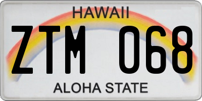 HI license plate ZTM068