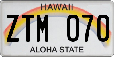 HI license plate ZTM070