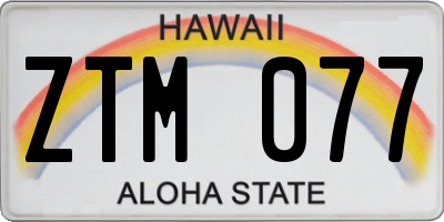 HI license plate ZTM077