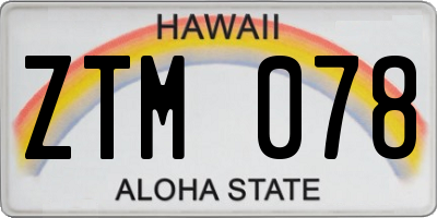 HI license plate ZTM078