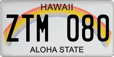 HI license plate ZTM080