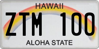 HI license plate ZTM100