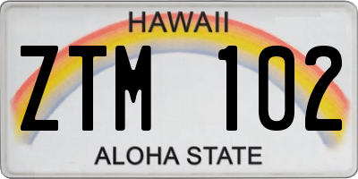 HI license plate ZTM102