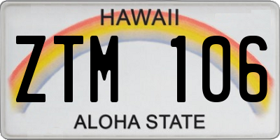 HI license plate ZTM106