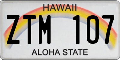 HI license plate ZTM107