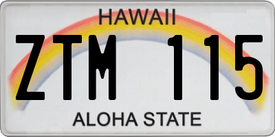 HI license plate ZTM115