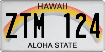 HI license plate ZTM124