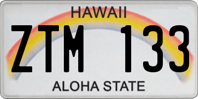 HI license plate ZTM133