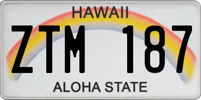HI license plate ZTM187