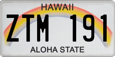 HI license plate ZTM191
