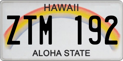 HI license plate ZTM192