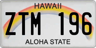 HI license plate ZTM196
