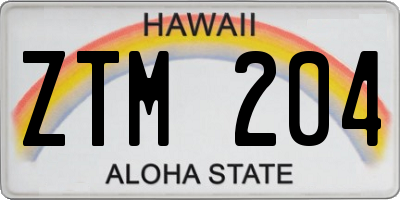 HI license plate ZTM204