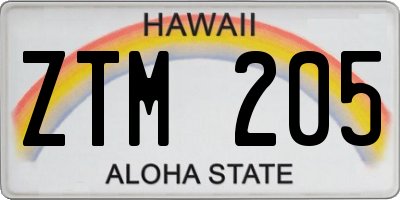 HI license plate ZTM205