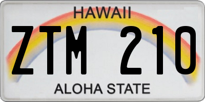 HI license plate ZTM210