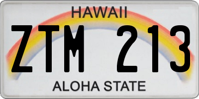 HI license plate ZTM213