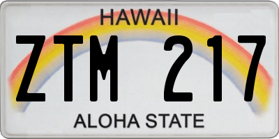 HI license plate ZTM217