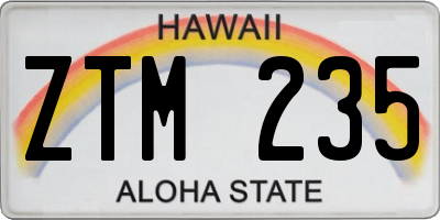HI license plate ZTM235