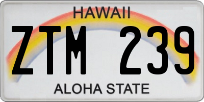 HI license plate ZTM239