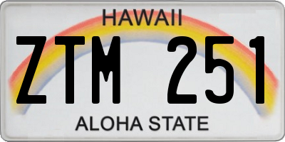 HI license plate ZTM251