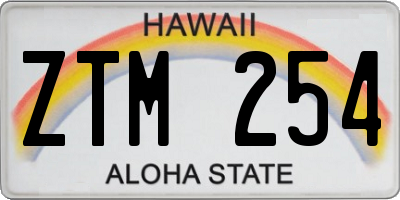 HI license plate ZTM254