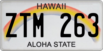 HI license plate ZTM263