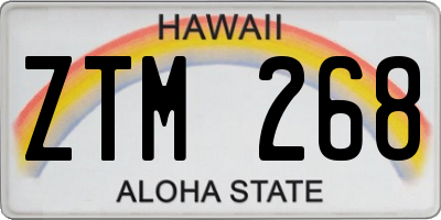 HI license plate ZTM268