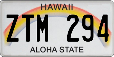 HI license plate ZTM294