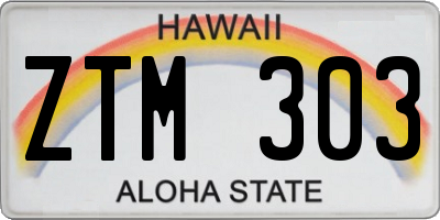HI license plate ZTM303