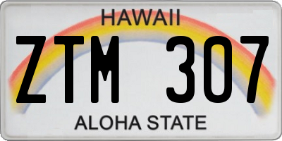 HI license plate ZTM307