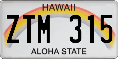 HI license plate ZTM315