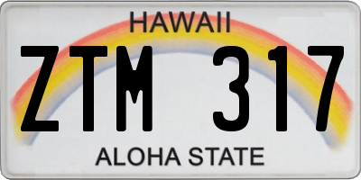 HI license plate ZTM317