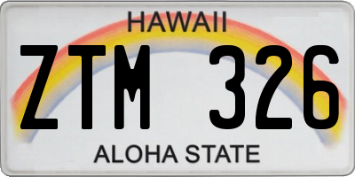 HI license plate ZTM326