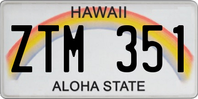 HI license plate ZTM351