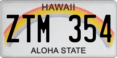 HI license plate ZTM354